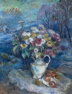 floración en jarrón blanco 1956 decoración moderna flores Pinturas al óleo